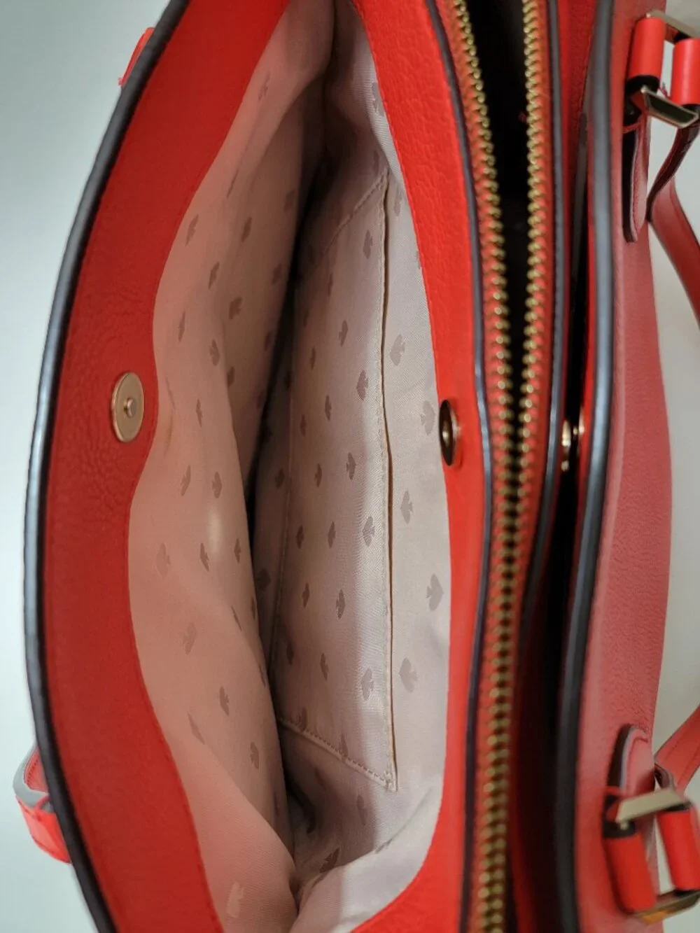 Kate Spade Monet Large Triple Compartment Tote Coral Orange Leather Bag WKRU6948